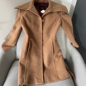 Coach Camel Belted Wool Day Coat